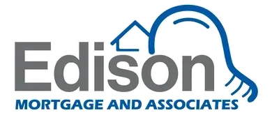 The logo for edison mortgage and associates shows a light bulb and a house.