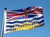 Blue flag with Union Jack and gold sunburst over wavy blue and white stripes, against a blue sky