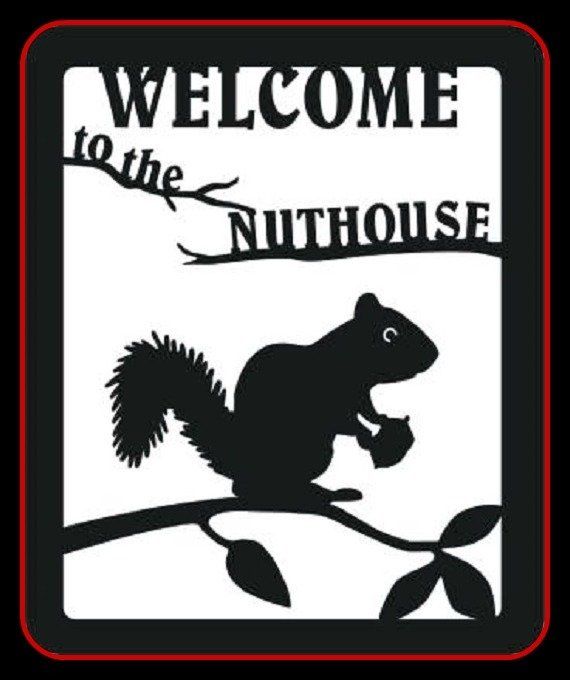 Black-and-white sign reading