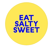 Yellow circle with the blue text 