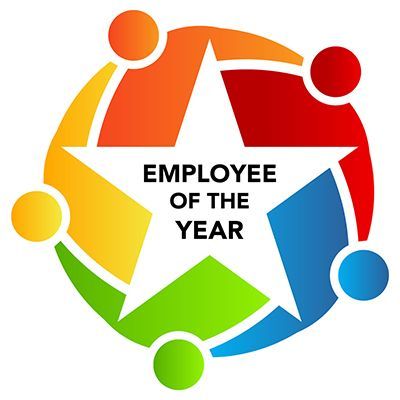 A colorful logo that says employee of the year | Lex Brodies