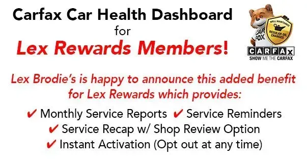 A carfax car health dashboard for lex rewards members | Lex Brodies