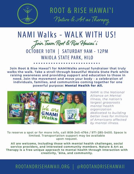 NAMIWalks flyer, Saturday, October 10, 2026, 9am to 12pm, Hilo