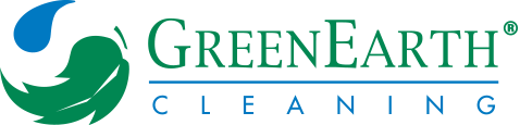 A green earth cleaning logo with a blue s on a white background