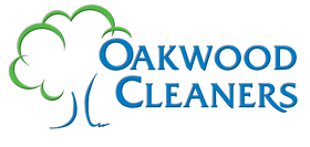 A logo for oakwood cleaners with a tree on it