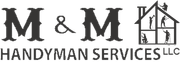 M&M Handyman Services LLC logo with bold black text and a house icon showing home repair scenes
