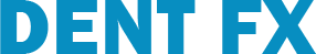 Blue “DENT FX” logo text on a white background