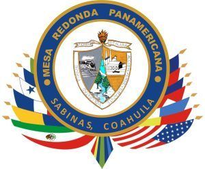 Seal of Mesa Redonda Panamericana Sabinas, Coahuila, with flags from various countries.