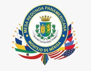 Seal of Mesa Redonda Panamericana Montejo de Mérida with flags.