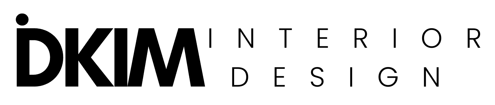 Het logo van DKIM INTERIOR DESIGN in zwart-wit.