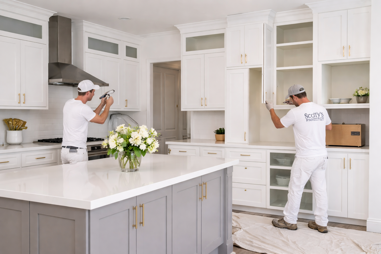 Cabinet painting Boise Idaho kitchen cabinet makeover by Scotty's Painting LLC professional painters