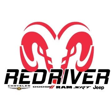 Red RiveR logo with red ram horns and Chrysler, Dodge, Ram, SRT, Jeep branding