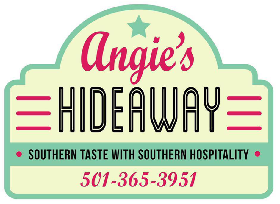 The logo for angie 's hideaway
