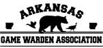 Arkansas Game Warden Association logo with black bear silhouette and bold black text