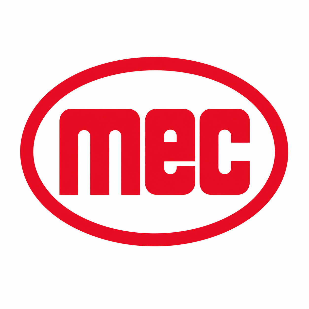 Red MEC logo inside an oval border on a white background