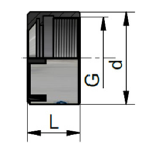 Technical diagram of a threaded cylindrical part with dimension arrows labeled L, G, and d