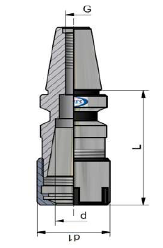 Disegno tecnico in sezione di un componente meccanico con le indicazioni dimensionali G, L, d e LP.