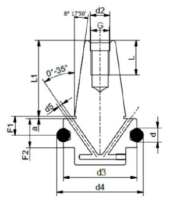 Schema tecnico di una giunzione saldata con dimensioni, angoli e misure etichettate.