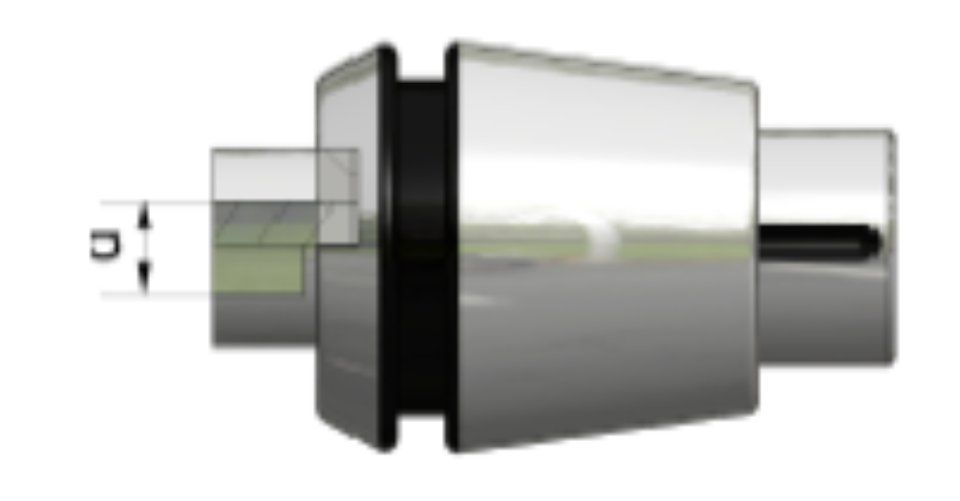 Chrome and black precision tool holder with a square shank and tapered body on a white background
