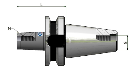 Disegno tecnico di un portautensili metallico con dimensioni indicate in nero e blu.