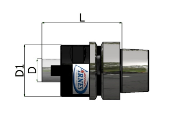 Disegno tecnico in vista laterale di un sensore cilindrico nero con le dimensioni indicate dalle etichette L, D1 e D.