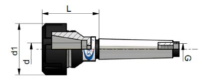 Schema tecnico in sezione di un portautensili con le dimensioni indicate in nero e grigio.