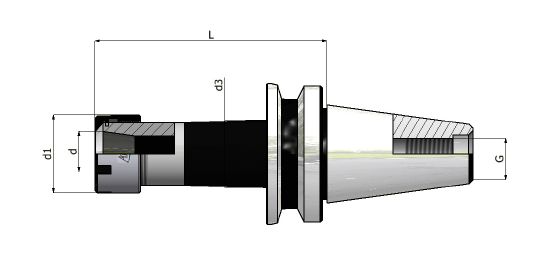 Disegno tecnico di un portautensili metallico con dimensioni, mostrato in vista laterale su sfondo bianco.