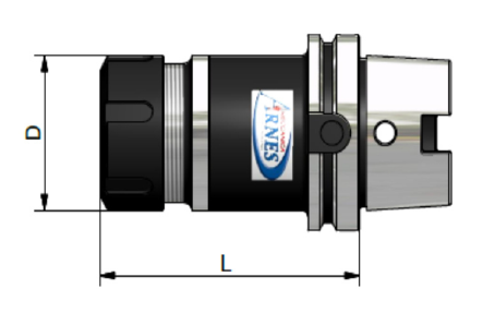 Schema tecnico di un connettore cilindrico nero con le dimensioni D e L indicate.