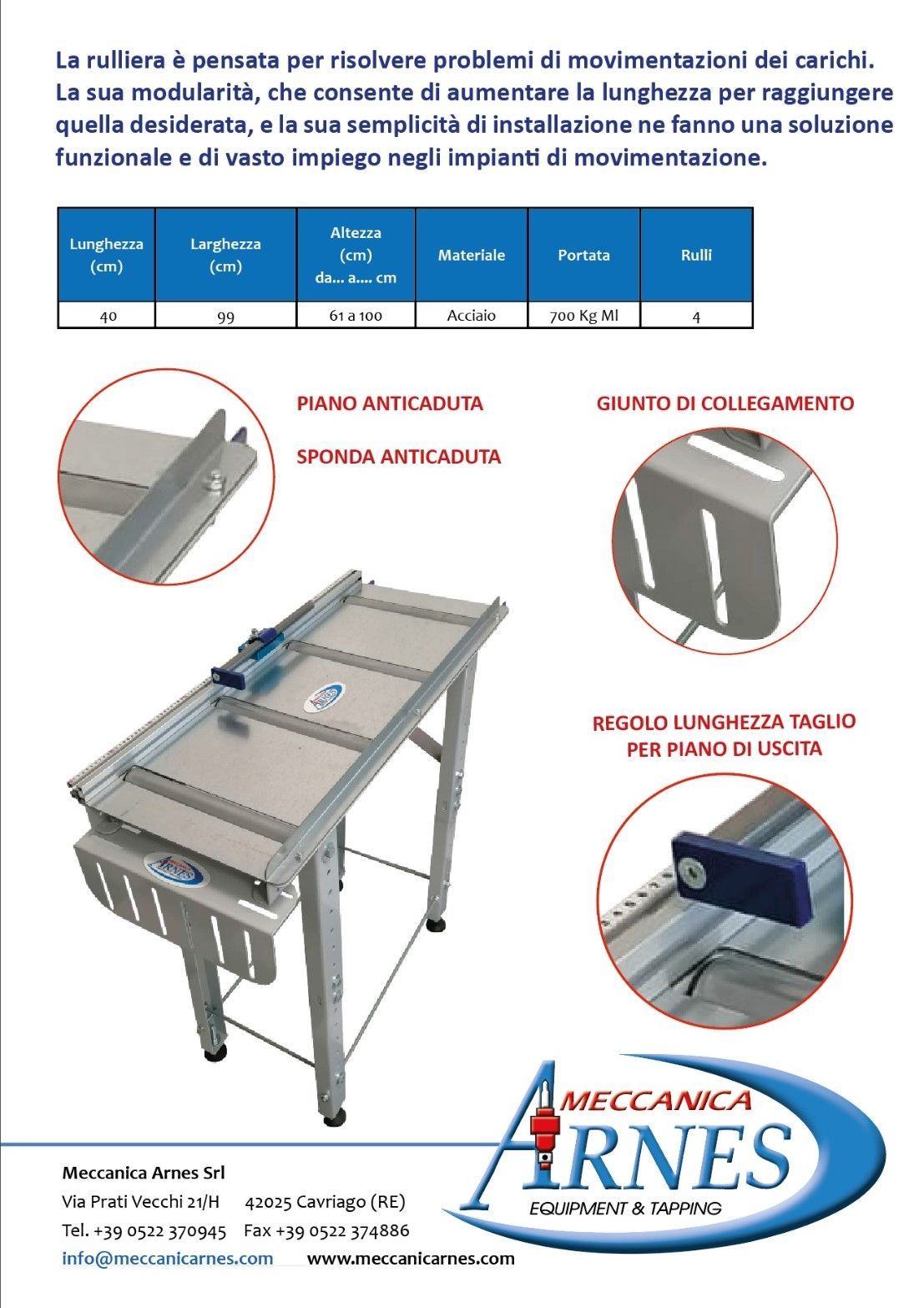 Tavolo da lavoro industriale in acciaio inox con lavello e vassoio, completo di indicazioni sulle caratteristiche e logo Mecchar Arnes.