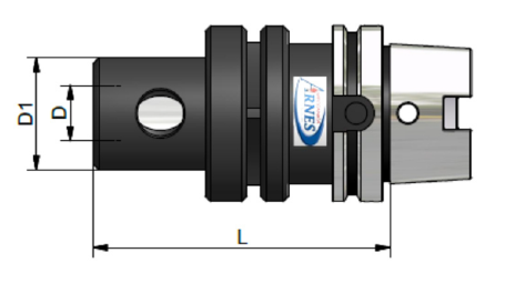 Giunto meccanico nero e argento con dimensioni indicate come L, D1 e D2 su sfondo bianco.