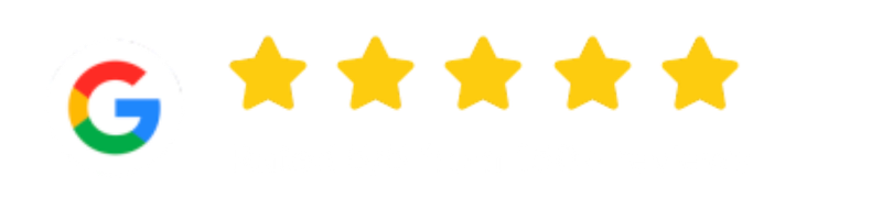 Google logo next to five yellow stars, indicating a five-star rating.