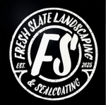 A circular black and white logo for