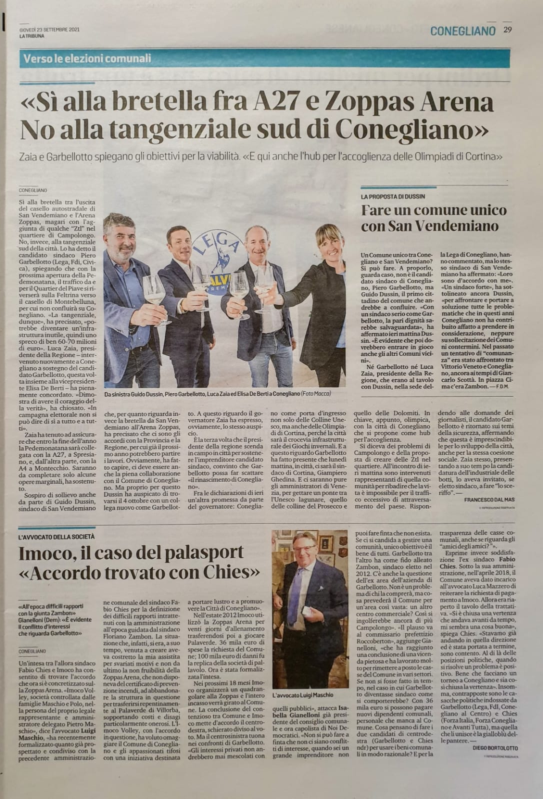 articolo che parla dello studio legale Maschio