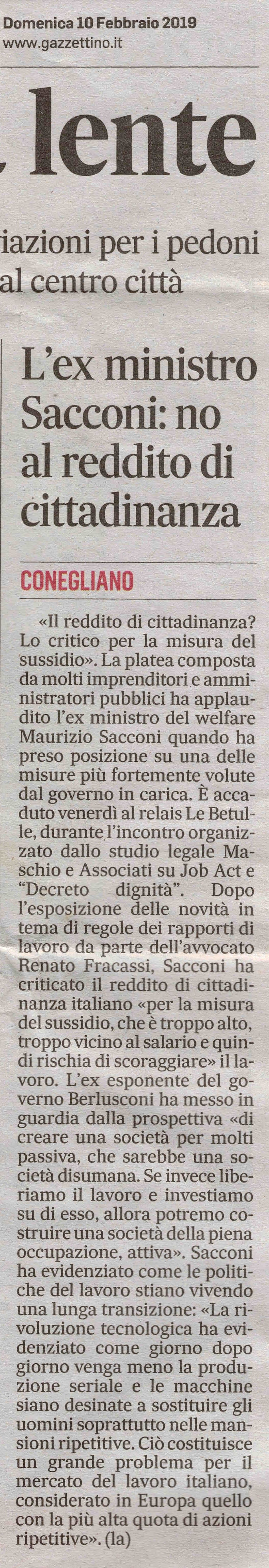 articolo che parla dello studio legale Maschio