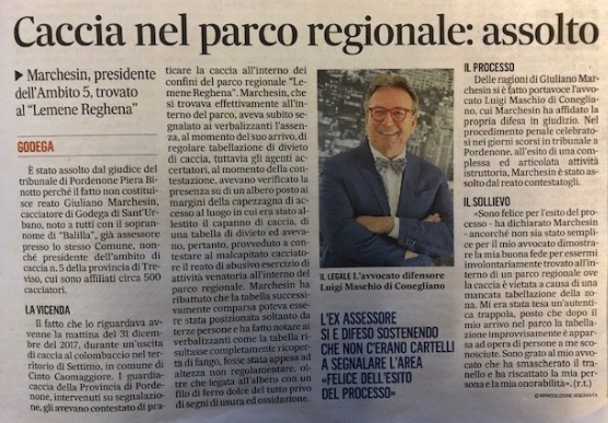 caccia nel parco, articolo