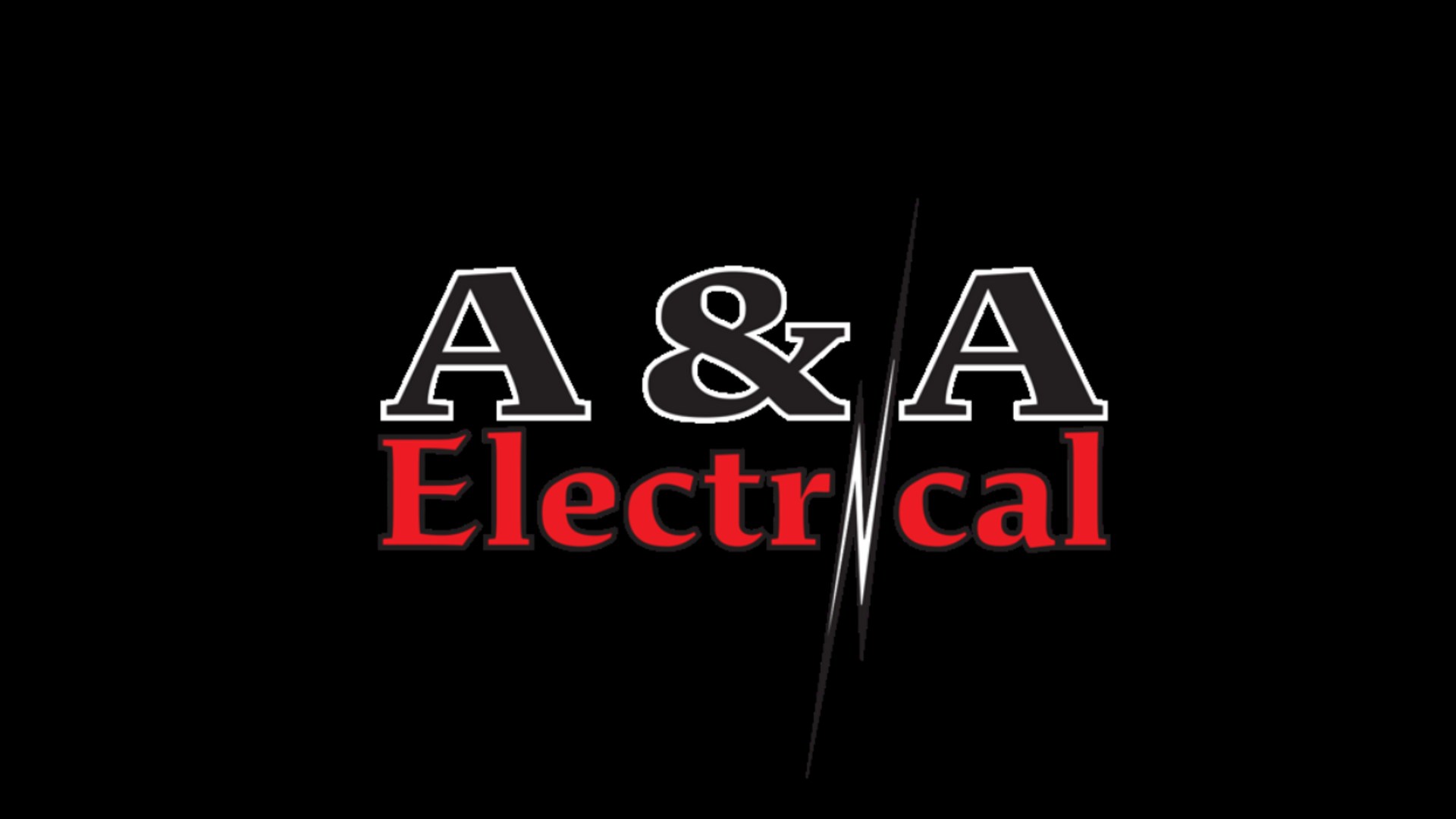 Logo for "A & A Electrical" with a dark background. Text is a mix of red and gray.
