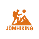 JomHiking β Discover guided hiking adventures across Malaysia. JomHiking logo featuring an orange silhouette of a hiker climbing a mountain with the sun in the background.