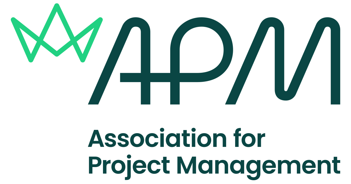 Green logo of APM, with a crown icon and text "Association for Project Management".