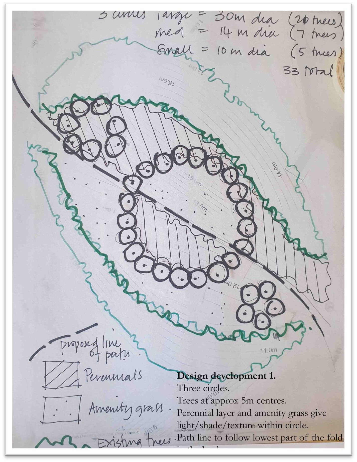 Hand-drawn landscape garden design by Davies White Landscape Architects