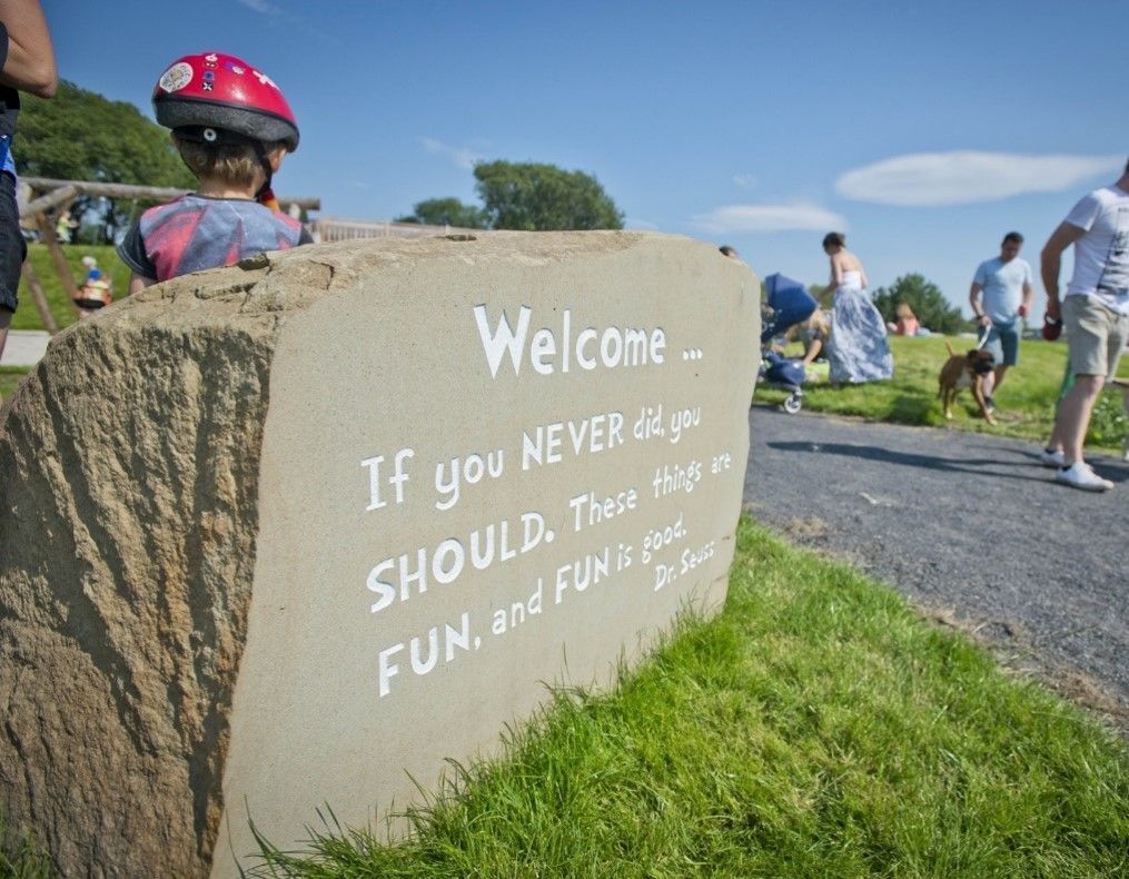 Stone sign with 