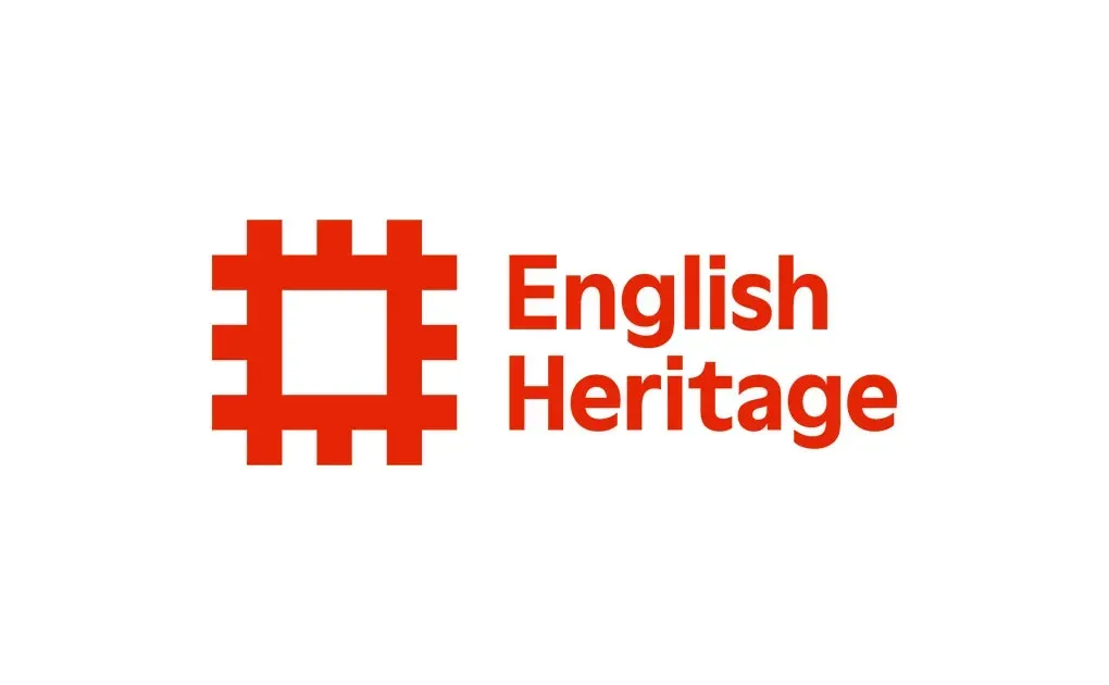 English Heritage logo: Red square with a smaller square in the center, with the words