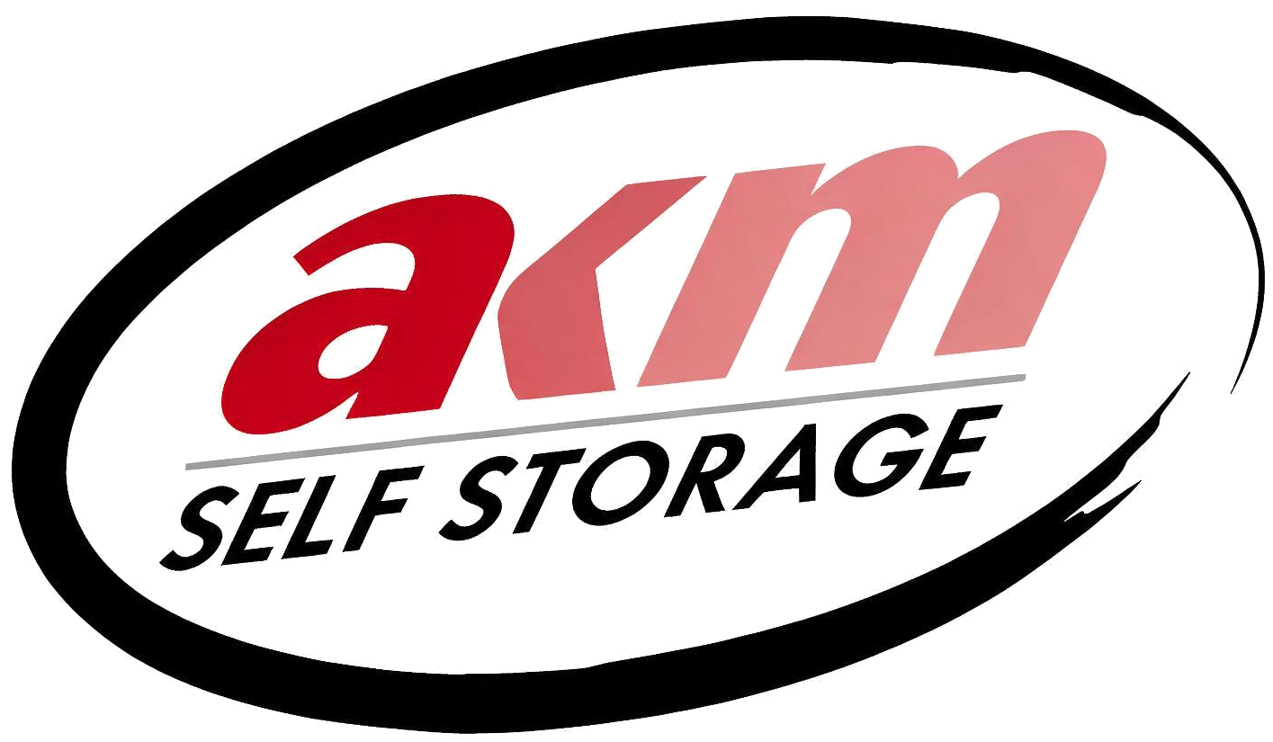 AKM Self Storage Home AKM Self Storage logo in red and black inside an oval outline