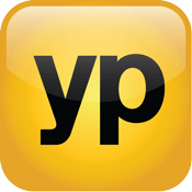 Yellow square icon with black “yp” letters