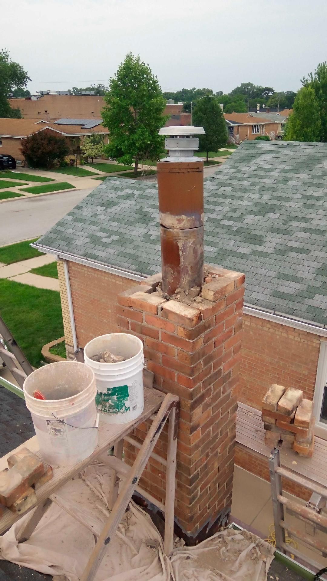 Before chimney cap repair in Brookfield, IL