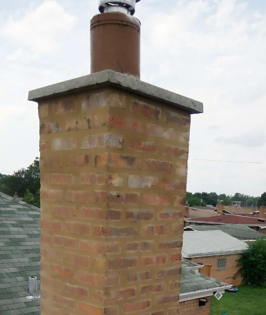 Chimney tuckpointing in South Chicago.