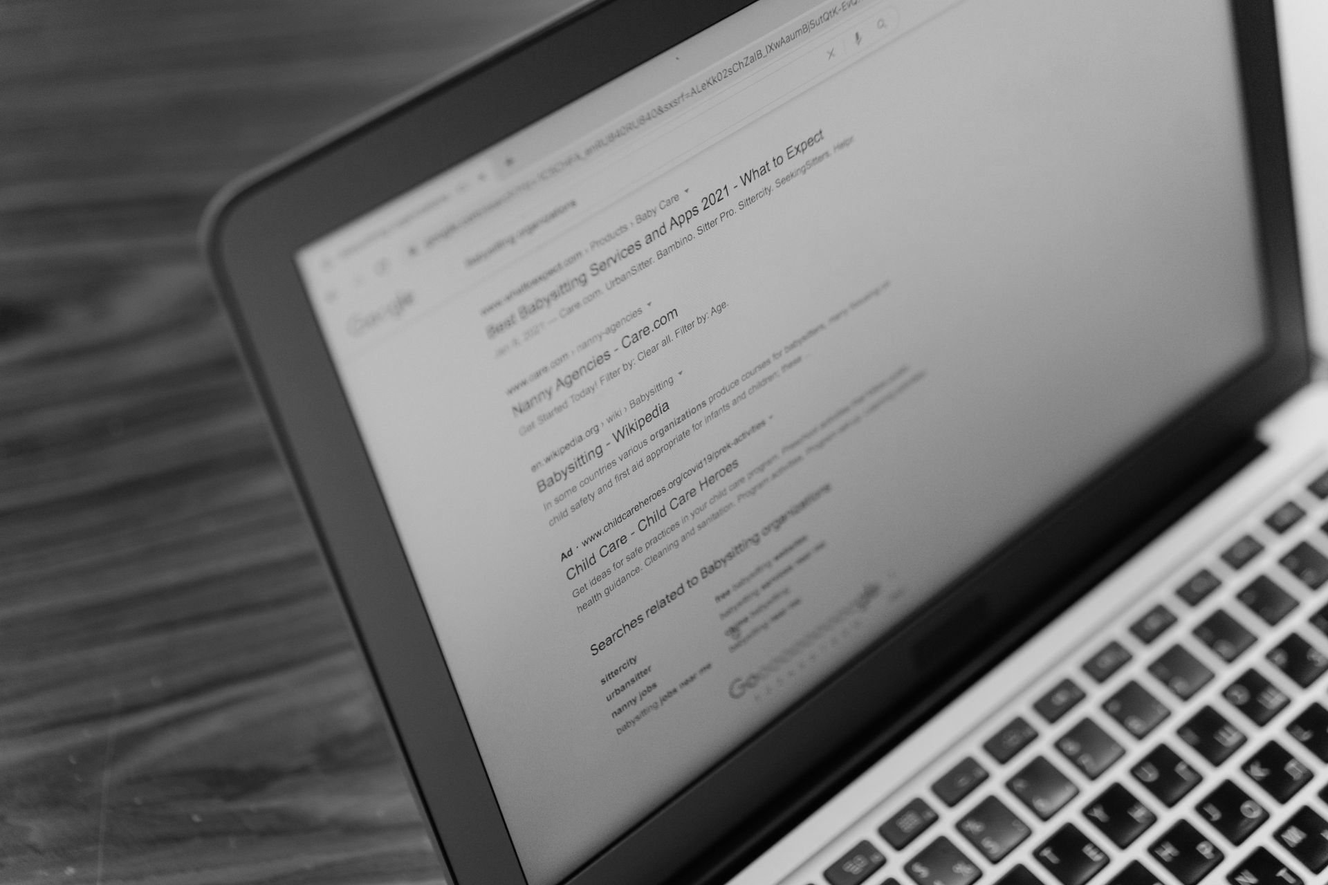 A black and white photo of a laptop computer