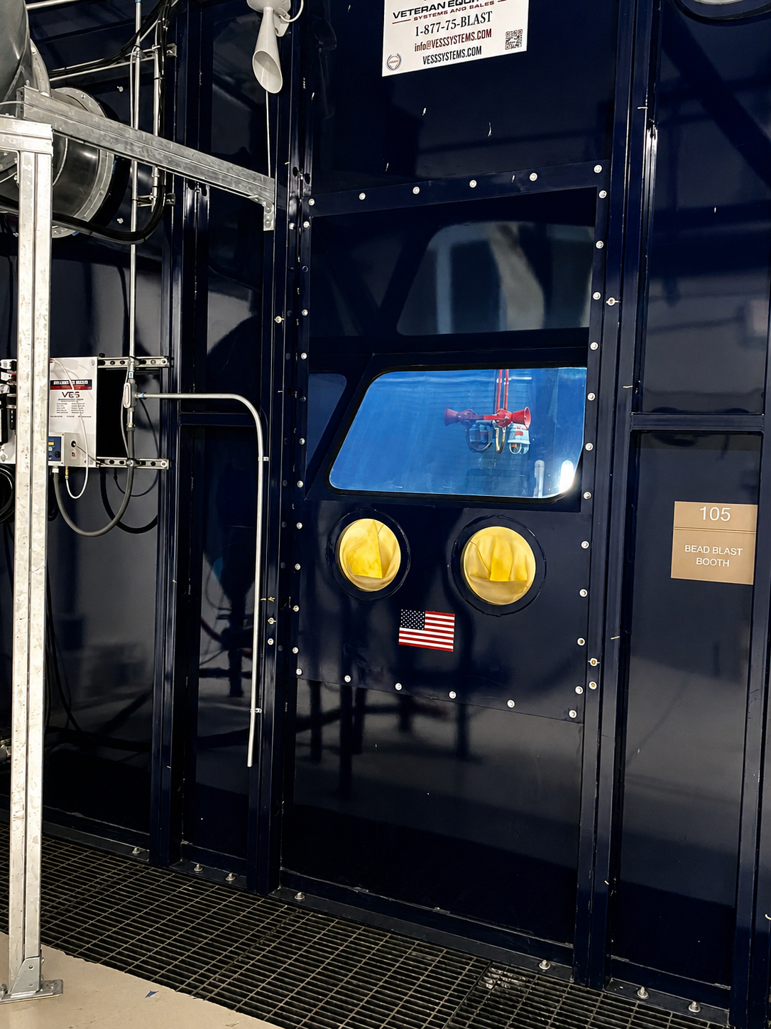external workstation on blue VES blast enclosure
