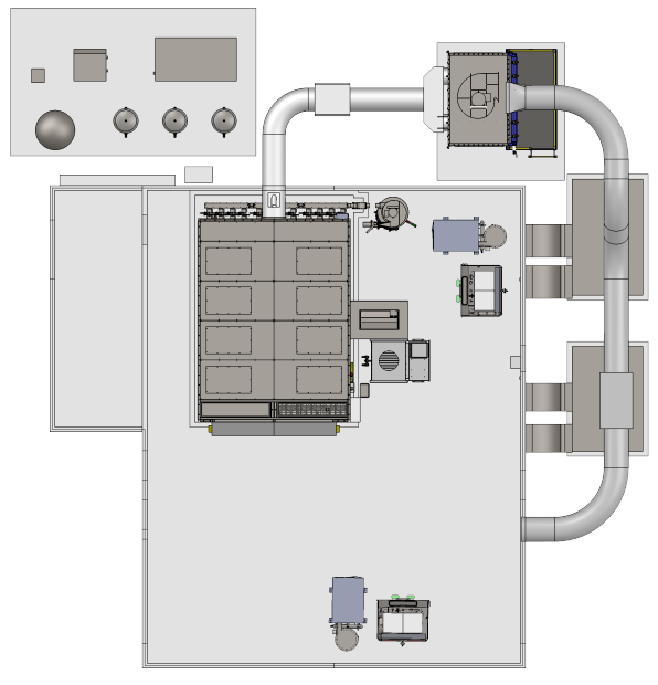 Corrosion control facility equipment layout showing blast, ventilation and dust collection systems