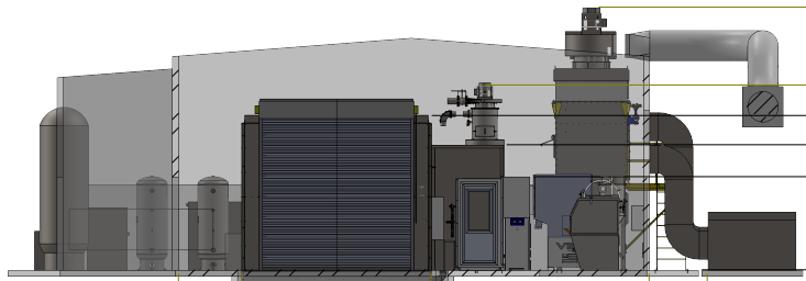 Corrosion control facility equipment layout showing blast, ventilation and dust collection systems