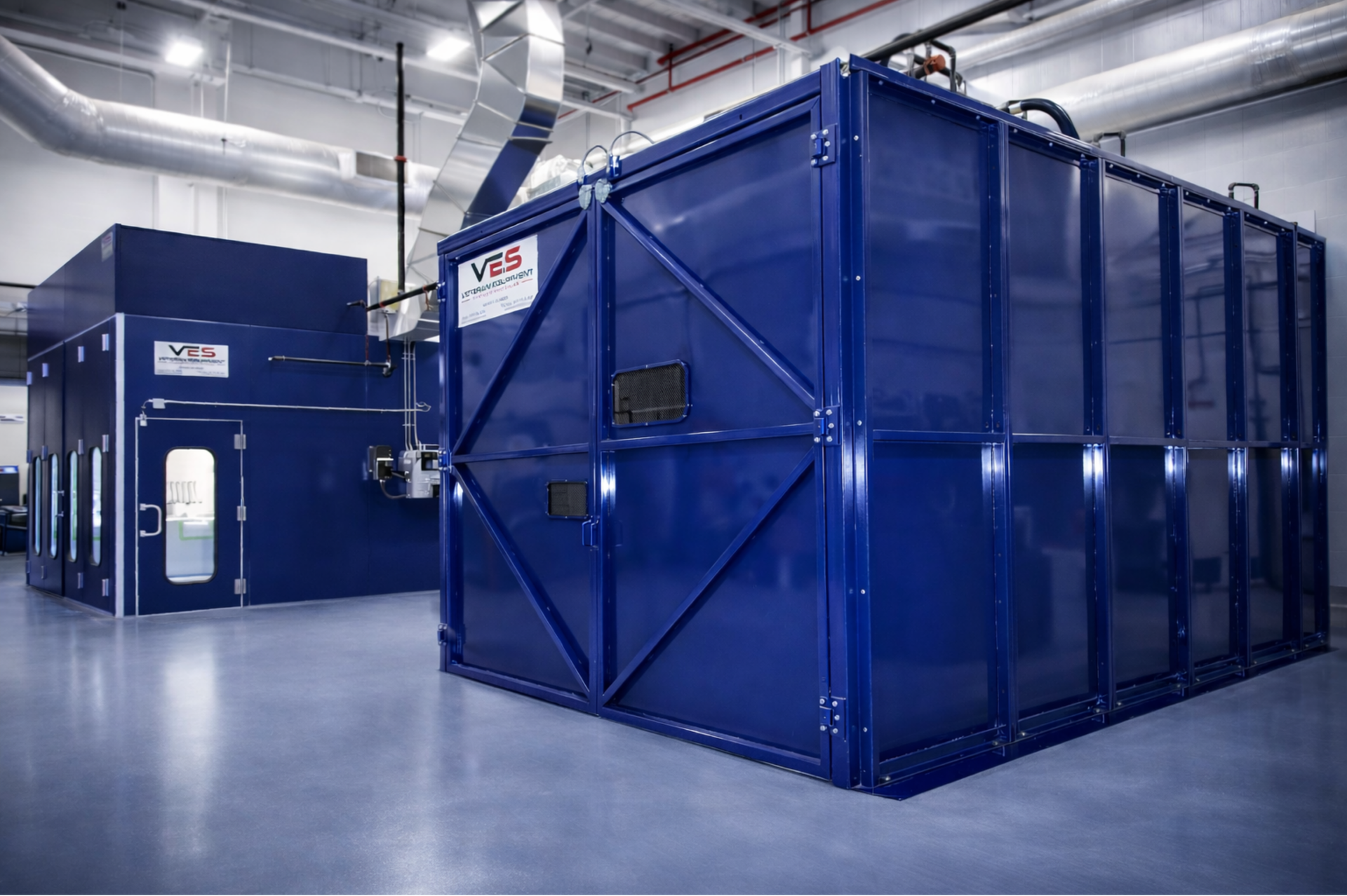Large blue VES blast enclosure.
